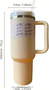 Liying 40 oz S.Tumbler with Handle and Straw Insulated Cup Travel (Beige)